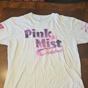 Grunt Style White Graphic Tee with Pink Mist Painters Logo